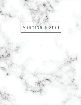 Paperback Meeting Notes: Marble Cover - Business Notebook for Meetings and Organizer - Taking Minutes Record Log Book, Day Action Items & Notes Book