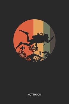 Notebook: Dotted Lined Retro Vintage diving Themed Notebook (6x9 inches) ideal as a aquaholic scuba dive water sports Journal. Perfect as a snorkeling ... lovers. Great gift for Kids, Men and Women