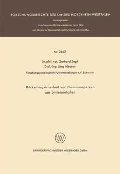 Paperback Rückschlagsicherheit Von Flammensperren Aus Sintermetallen [German] Book