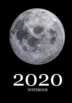 2020 Moon Minimalist Matte Black Notebook Dot Grid | Christmas gift | 7x10 125 pages simple dot grid|