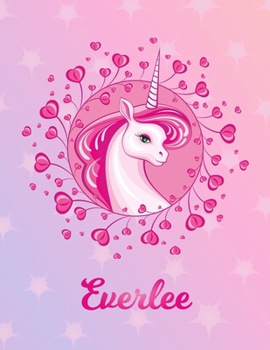 Everlee: Unicorn Large Blank Primary Sketchbook Paper | Pink Purple Magical Horse Personalized Letter E Initial Custom First Name Cover | Drawing ... | Art Sketch Book| Create & Learn to Draw