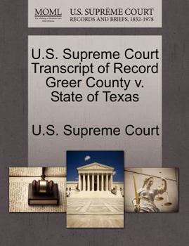 Paperback U.S. Supreme Court Transcript of Record Greer County V. State of Texas Book