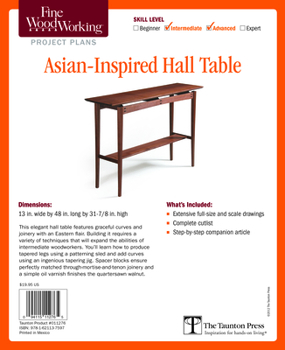Paperback Fine Woodworking's Asian-Inspired Hall Table Plan Book
