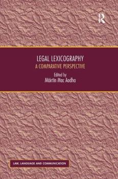 Hardcover Legal Lexicography: A Comparative Perspective Book