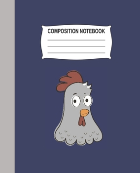 Paperback Composition Notebook: Blue Wide Ruled Notebook With A Cute Rooster Book