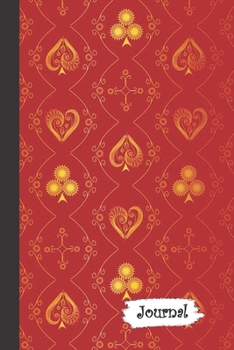 Paperback Journal: Red Gold Deck Of Playing Cards Diary with Blank Lined Notebook Paper Book