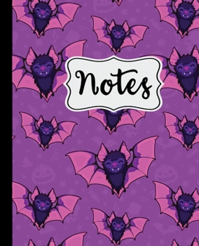 Notes: Cute Purple Bats Halloween Notebook for Kids 7.5" X 9.25 Wide Ruled - 110 Pages