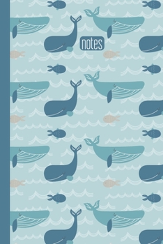 Notes: Small Stylish Notebook for Writing, Journaling, To Do Lists, Gratitude, Ideas, and More | Whimsical Whale Pattern Cover Design in Ocean Blue