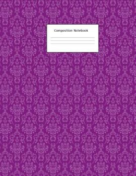 Paperback Composition Notebook: Purple Damask: Wide Ruled: 100 Pages: 8.5 X 11 Book