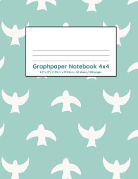 Paperback Graphpaper Notebook 4x4: Light blue with white birds design 100 pages of graph paper with bigger squares for younger students Book