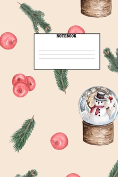 Notebook: Christmas Pattern Snow Globe Pine Holly Stocking Stuffer 150 Page Wide Ruled Notebook