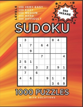 Paperback Sudoku 1000 Puzzles: Levels From Very Easy To Insane With Solutions - Vol. 02 Book