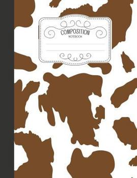 Paperback Composition Notebook: Kawaii Wide Ruled Comp Books for School - Brown Cow Pattern Book