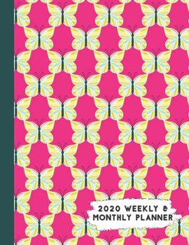 Paperback 2020 Weekly & Monthly Planner: Green Blue with Pink Themed Calendar & Journal Book