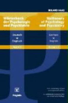 Hardcover Dictionary of Psychology and Psychiatry German - English: Worterbuch Der Psychologie Und Psychiatrie Deutsch Englisch (German Edition) Book