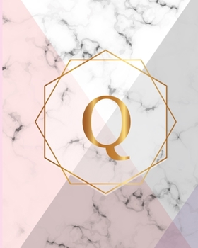 Q: Initial Gift Luxury Marble Glossy Pink Purple Faux Gold Print Notebook (Initial Marble Notebooks)