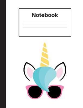 Paperback Notebook: Unicorn Pink Glasses, Handwriting, Notebook Home Office School Student Teacher Homeschool, 7.4 x 9.7 in, 200 pages for Book