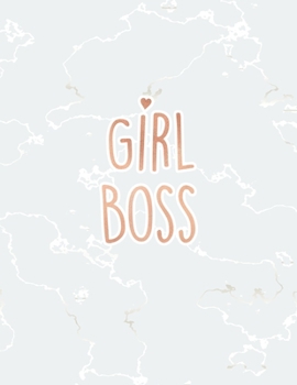 Paperback Girl Boss: Inspirational Quote Bullet Journal, Radiant White Marble and Rose Gold - 8.5 x 11, 120 Dot Grid Pages Book