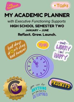 Paperback My Academic Planner with Executive Functioning Supports: High School - Semester Two Book