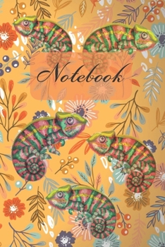 Notebook: Chameleons Camouflage In Flower (Orange Color) - Diary / Notes / Track / Log / Journal , Book Gifts For Women Men Kids Teens Girls Boys 6x9" 120 Pages (Lovely Chameleon Notebook)