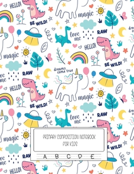 Primary Composition Notebook For Kids: Dotted Midline and Picture Space Cute Unicorn Notebooks For Grades K-2 Composition School Exercise Book | 100 Story Pages