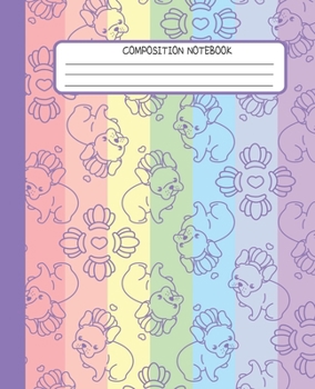 Paperback Composition Notebook: Wide Lined Ruled Paper Page Notebook and Journal for Girls and Women with Cute Pug Dogs Stripe Pattern, Perfect Workbo Book