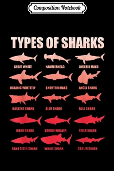 Composition Notebook: Types of Sharks 15 Great White Hammerhead Marine Bio  Journal/Notebook Blank Lined Ruled 6x9 100 Pages