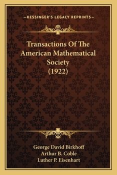 Paperback Transactions Of The American Mathematical Society (1922) Book