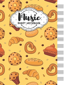 Music Sheet Notebook: Blank Staff Manuscript Paper with Baking Themed Cover Design