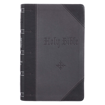 Leather Bound KJV Bible Giant Print 2-Tone Black/Dark Gray [Large Print] Book