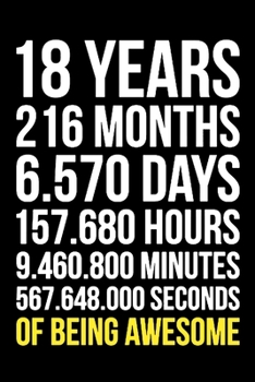18 Years of Being Awesome: Blank Lined Journal, Notebook, Diary, Planner Awesome Happy 18th Birthday 18 Years Old Gift For Boys And Girls