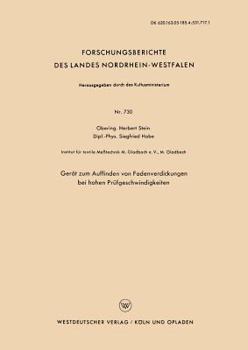 Paperback Gerät Zum Auffinden Von Fadenverdickungen Bei Hohen Prüfgeschwindigkeiten [German] Book
