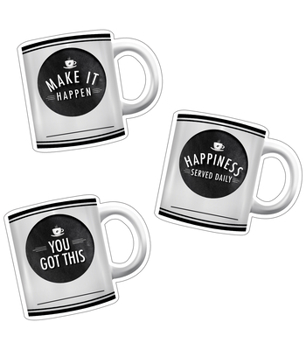 Hardcover Industrial Cafe Motivational Coffee Mugs Cut-Outs Book