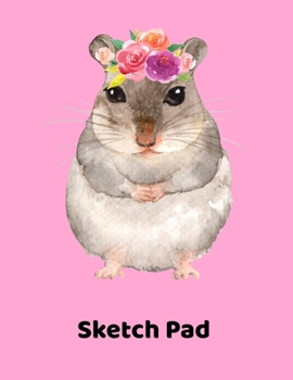 Sketch Book: 8.5"x11" Oversized Sketch Book with 110 Framed Blank Pages. Mouse With Flowers Watercolor Cover.