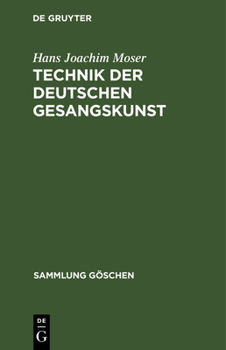 Hardcover Technik der deutschen Gesangskunst [German] Book