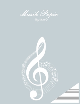musik paper: A4, 11 x 8,5 inch, 100 sider. 13 stave pr. Side, blåt omslag, muzic-nøgle, clef, moderne, med illustration. (Danish Edition)