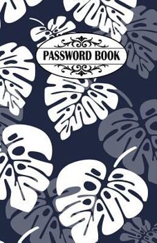 Password Book: White Leaves On Dark Blue Cover Extra Size (5.5 x 8.5) inches, 110 pages