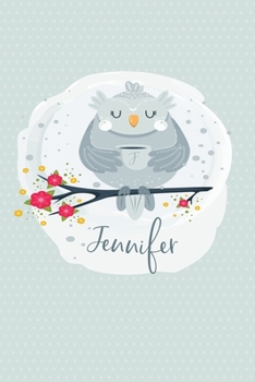 Jennifer: Dot Grid Journal Personalized Name Notebook (Whimsical Owl Diaries)