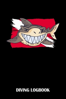 Paperback Diving Logbook: Diver's Log for Scuba Divers - Grinning Grey Shark Design - 120 pages - 224 Dives Book