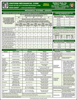 Pamphlet Uniform Mechanical Code Tables/Equations Quick-Card Based on 2018 UMC Book