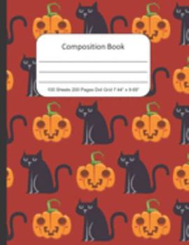 Composition Book Dot Grid, Cats and Pumpkins: Journal Notebook for School Home or Work