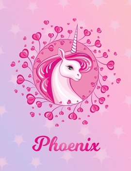 Paperback Phoenix: Unicorn Large Blank Primary Sketchbook Paper - Pink Purple Magical Horse Personalized Letter P Initial Custom First Na Book
