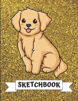 Sketchbook: Cute Kawaii Dog Cover Design with Glitter Printed Notebook and Journal. Perfect Doodling, Sketching and Writing Book for Kids and Adult of All Ages.