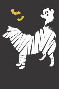 Paperback Notebook: American Eskimo Husky Halloween Mumie Bat Ghost Gift Dot Grid Dotted 6x9 120 Pages Book