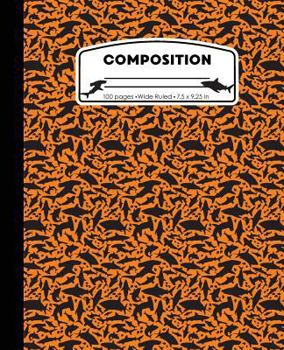 Paperback Composition: Shark Orange Marble Composition Notebook Wide Ruled 7.5 x 9.25 in, 100 pages book for boys and girls, kids, school, st Book