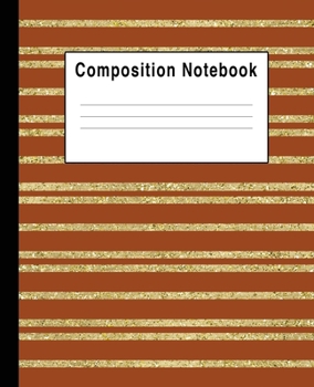 Paperback Composition Notebook: Orange Stripes Gold Faux Sparkle Book