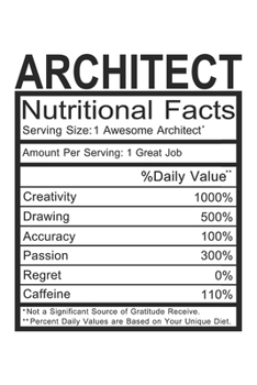 Paperback Architect: Architect Gift - Funny Notebook Journal Featuring Nutritional Facts About Architects Book