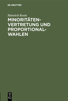 Hardcover Minoritätenvertretung und Proportionalwahlen [German] Book