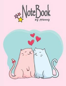 Paperback Notebook By FFunny: Cute cat in love on pink cover and Dot Graph Line Sketch pages, Extra large (8.5 x 11) inches, 110 pages, White paper, Book