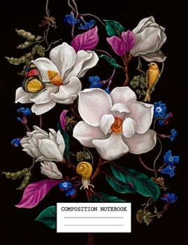 Paperback Notebook: Cute Floral Flower College Ruled Journal with lined Paper for Taking Notes, Writing Workbook for Students, Teachers Book